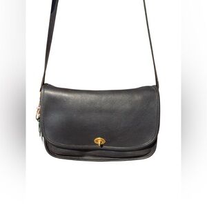 Coach Vintage 9790 City Crossbody Bag Black Natural Glove Tanned Cowhide Leather